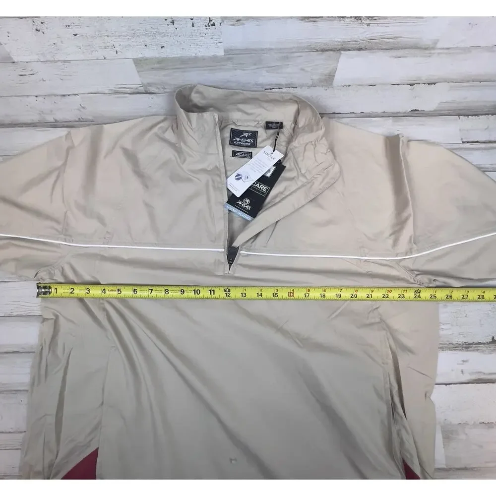 AHEAD 1/2 Zip NWT Pullover Short Sleeve Lg Rain Spill Resistant Beige Preppy